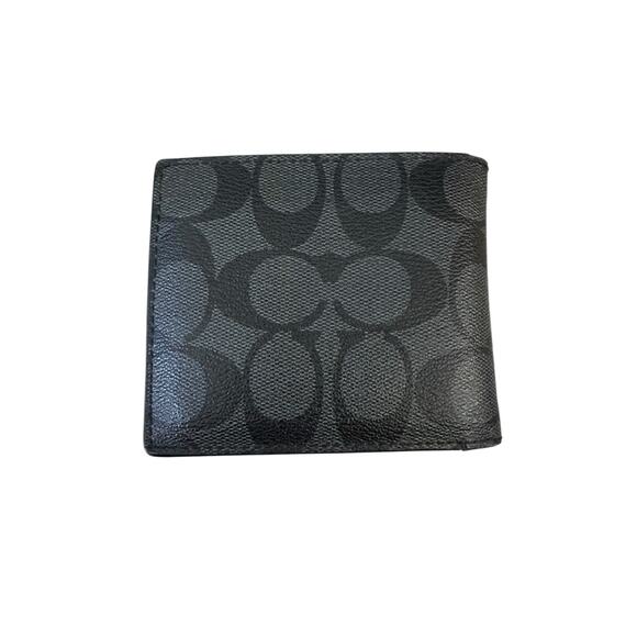 Coach Men's F75006 Charcoal Black Coin Case Signature Wallet - Picture 4 of 13